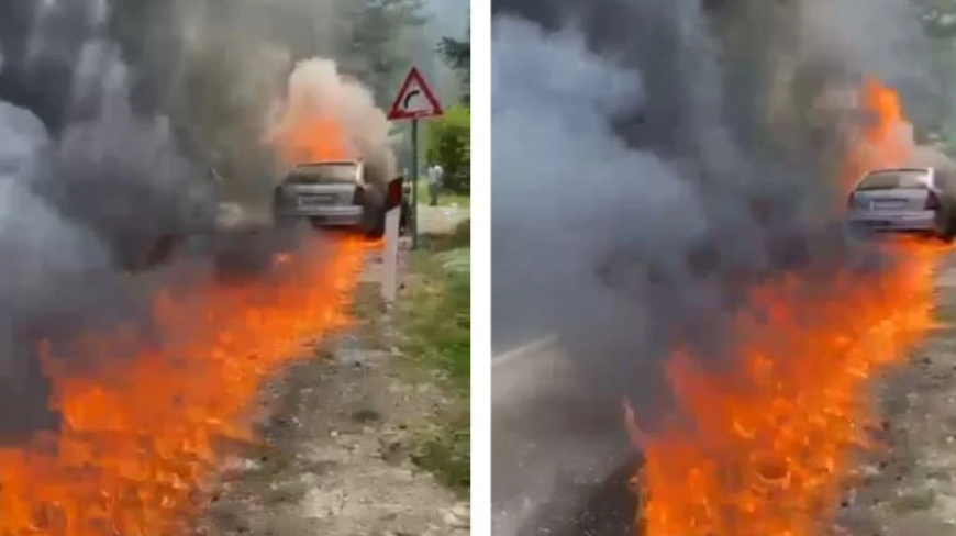 Llogora, ‘shpërthen’ në zjarr makina